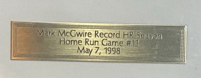 Mark McGwire Signed 1998 Official Lineup Card 13 Hr Framed Cardinals Auto Coa