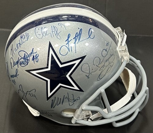 Cowboys 1990’s Multi Signed FS Helmet Aikman Woodson Brown 11 Auto JSA COA HOF