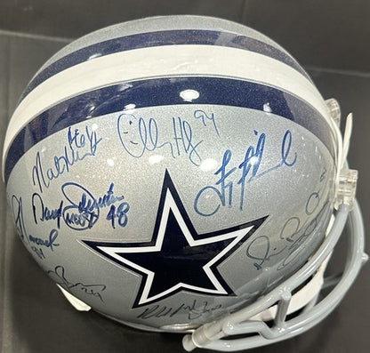 Cowboys 1990’s Multi Signed FS Helmet Aikman Woodson Brown 11 Auto JSA COA HOF