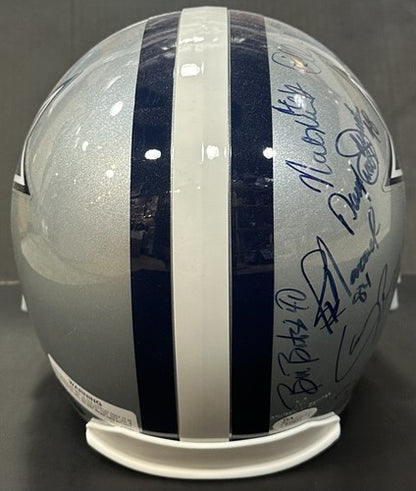 Cowboys 1990’s Multi Signed FS Helmet Aikman Woodson Brown 11 Auto JSA COA HOF