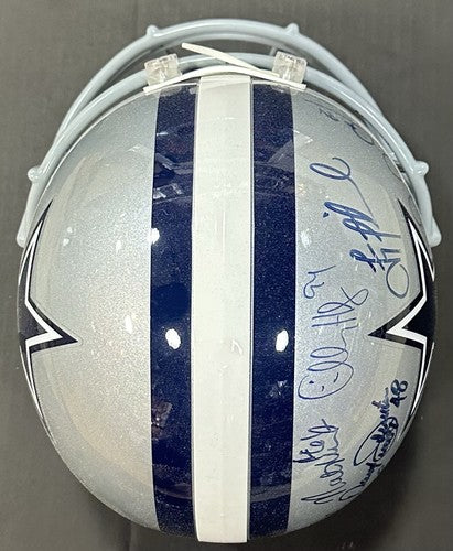Cowboys 1990’s Multi Signed FS Helmet Aikman Woodson Brown 11 Auto JSA COA HOF