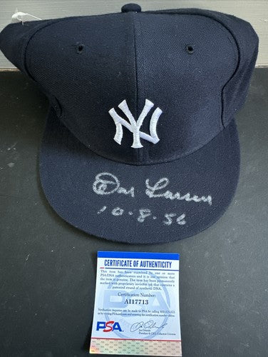 Don Larsen Ny Yankees Signed Game Model Hat Cap 1956 Ws Perfect Game Pg Auto Psa