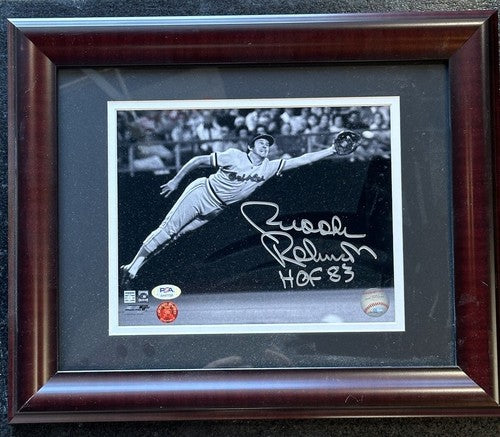 Brooks Robinson Signed Diving 8x10 Framed Photo Hof 83 Auto Mint Orioles Psa Coa