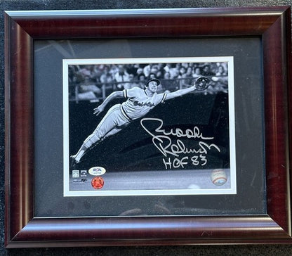 Brooks Robinson Signed Diving 8x10 Framed Photo Hof 83 Auto Mint Orioles Psa Coa
