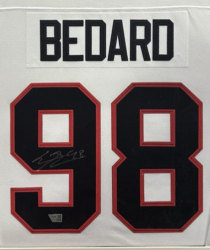Connor Bedard Signed Framed Blackhawks Jersey Calder Rookie Auto Fanatics COA