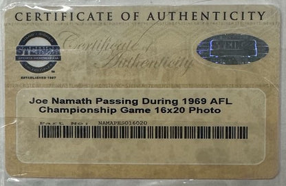 Joe Namath Signed 16x20 Framed 1969 AFL Championship Photo Ny Jets Auto Steiner