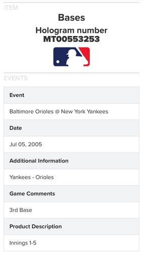 Derek Jeter Don Mattingly Signed 7/4/2005 Game Used 3rd Base Auto MLB Steiner