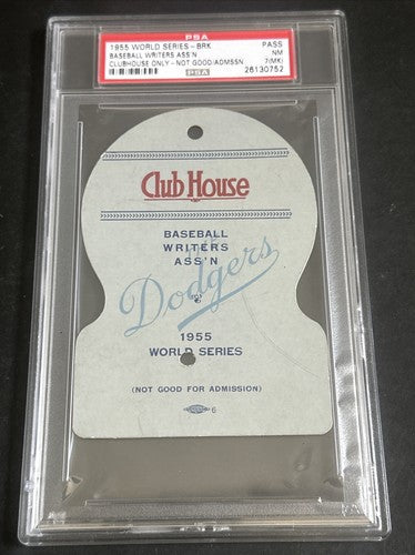 1955 WORLD SERIES Clubhouse TICKET Brooklyn DODGERS Jackie Robinson Psa 7 Pop 1