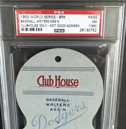 1955 WORLD SERIES Clubhouse TICKET Brooklyn DODGERS Jackie Robinson Psa 7 Pop 1