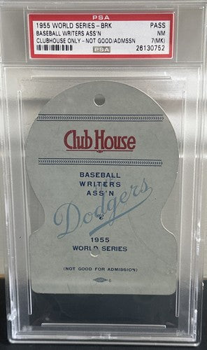 1955 WORLD SERIES Clubhouse TICKET Brooklyn DODGERS Jackie Robinson Psa 7 Pop 1