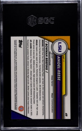 2023-24 Bowman U Chrome Angel Reese Rookie Pink Refeactor SGC Gem 10 LSU Sky RC