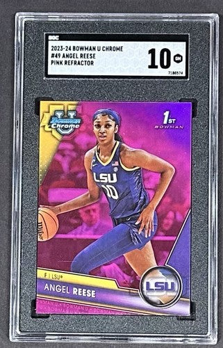 2023-24 Bowman U Chrome Angel Reese Rookie Pink Refeactor SGC Gem 10 LSU Sky RC
