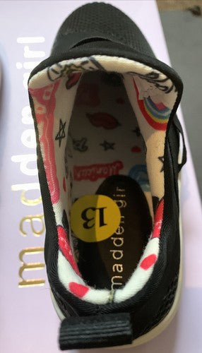 Madden Girl SZ 13 JLANDENN Pull on Sneakers Black Brand New In Box Nice