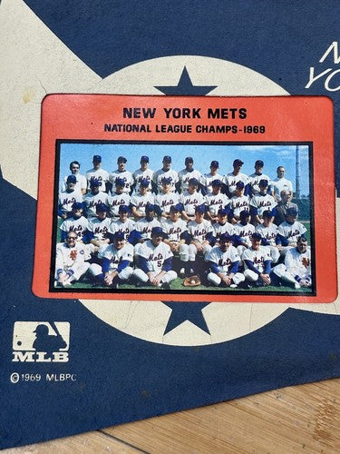 1969 NY Mets Championship Nl World Series Team Photo Pennant Rare Tom Seaver