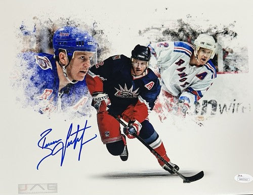 Brian Leetch Signed 11x14 Framed Photo Collage NY Rangers Autograph JSA COA HOF