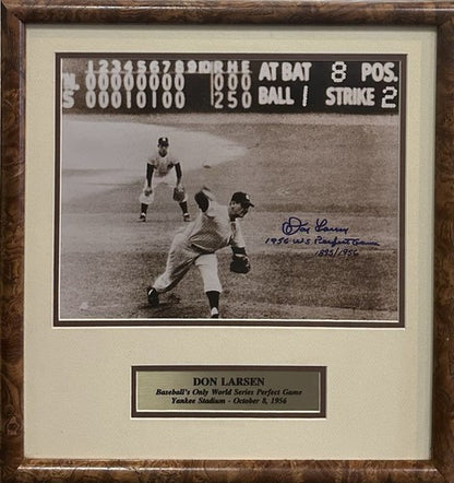 Don Larsen Signed 11x14 Framed Sepia Photo Yankees WS Perfect Game LE Auto COA