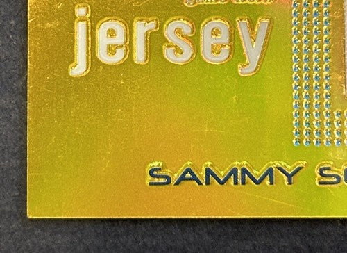 2004 Sammy Sosa Topps Finest Gold Refractor Game Worn 2-Color Jersey /50 Cubs MT