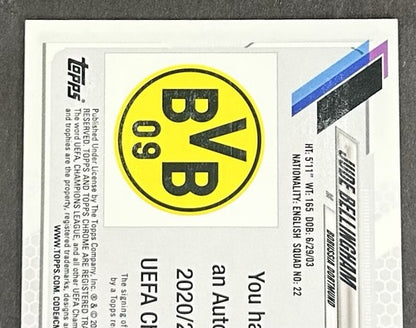 2021 Topps Chrome Jude Bellingham Rookie Card Auto Refractor RC Dortmund Madrid