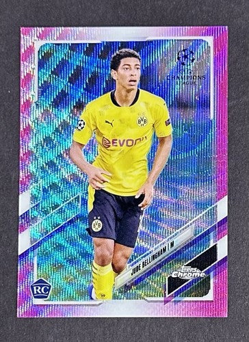 2020-21 Topps Chrome UCL Jude Bellingham Pink X Fractor Rookie Card RC Dortmund