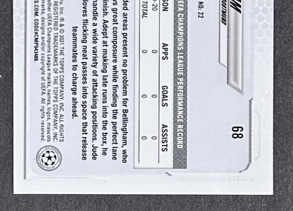 2020-21 Topps Chrome UCL Jude Bellingham Pink X Fractor Rookie Card RC Dortmund