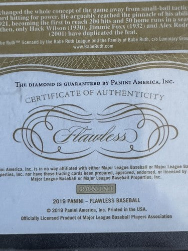 2019 Panini Flawless Diamond Babe Ruth Yankees Legends Hof /20 Beautiful Mint