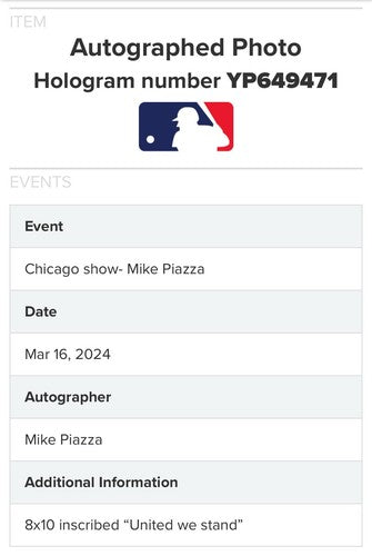 Mike Piazza Mets Signed 8x10 Framed Photo United We Stand 9/11 HR Auto Fanatics