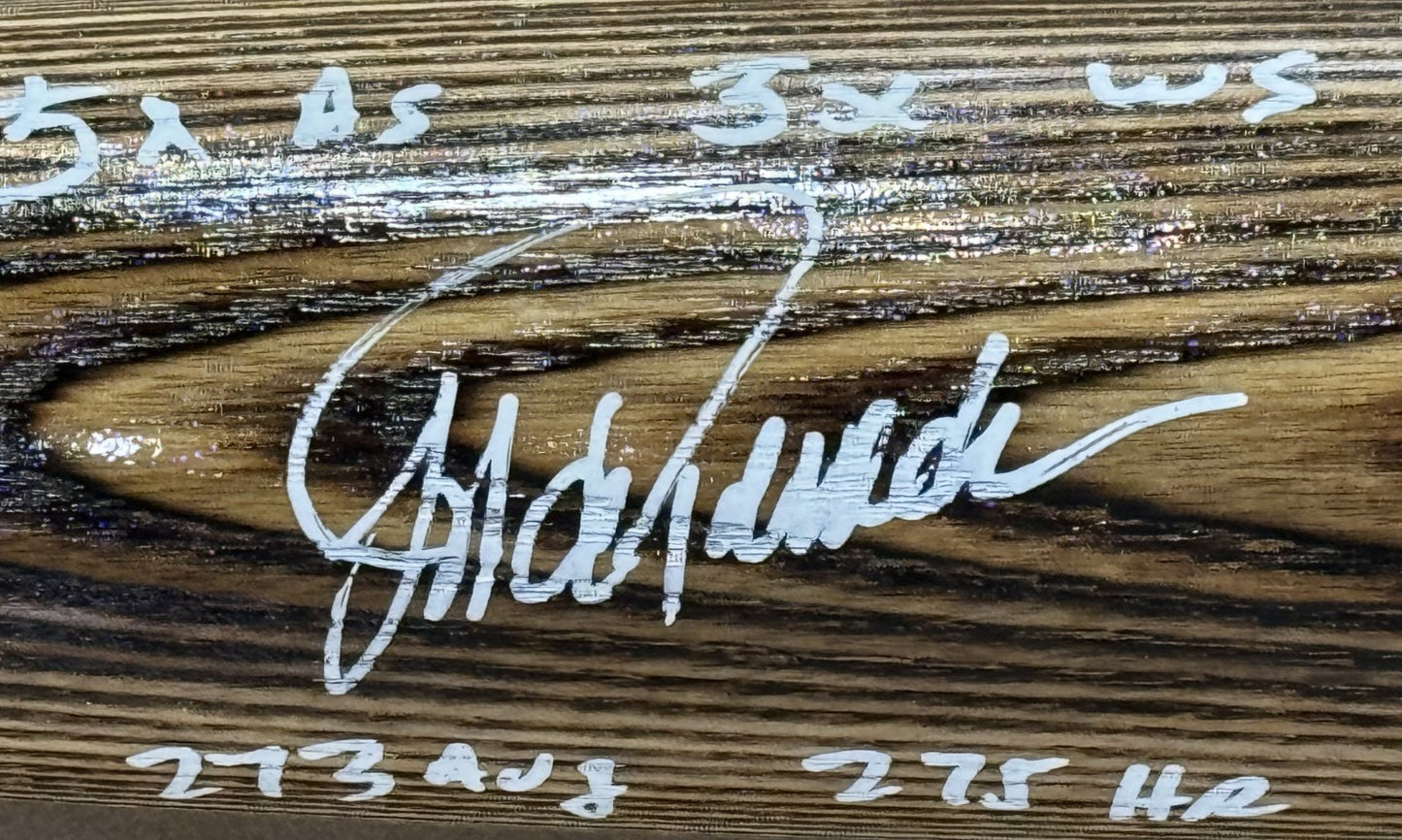 Jorge Posada Signed 5 Career Stat Auto Game Model Baseball Bat JSA COA Yankees