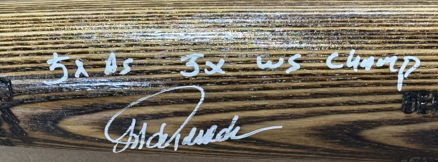 Jorge Posada Signed 5 Career Stat Auto Game Model Baseball Bat JSA COA Yankees