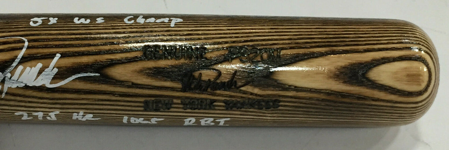Jorge Posada Signed 5 Career Stat Auto Game Model Baseball Bat JSA COA Yankees