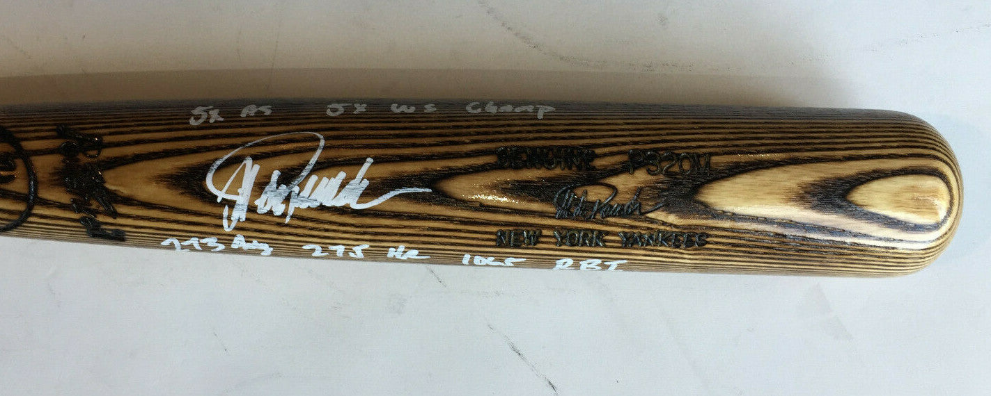 Jorge Posada Signed 5 Career Stat Auto Game Model Baseball Bat JSA COA Yankees