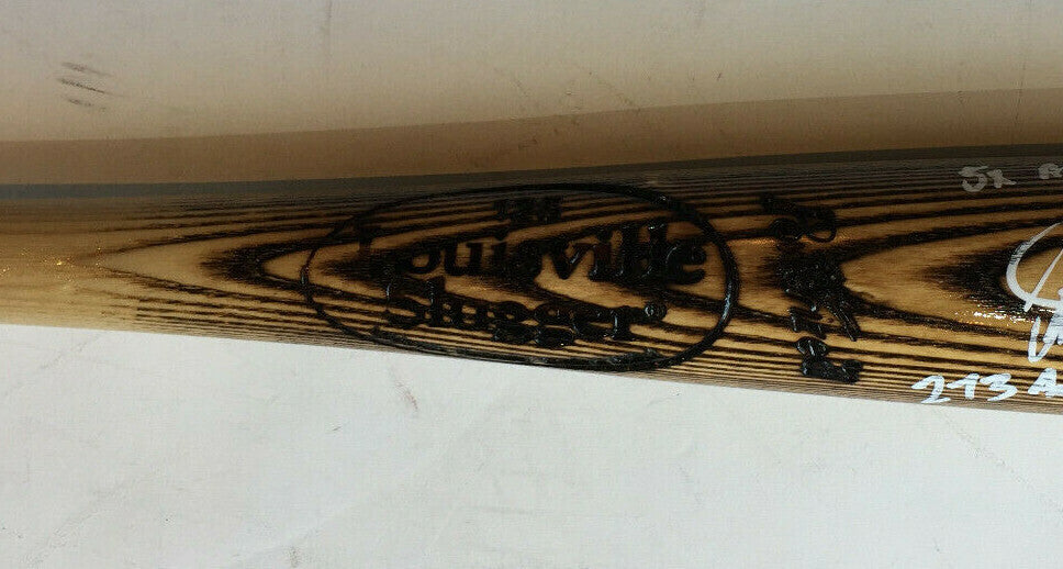 Jorge Posada Signed 5 Career Stat Auto Game Model Baseball Bat JSA COA Yankees