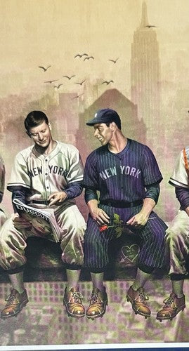 Yankees Lunch Atop Empire 8x24 Litho Photo Derek Jeter Mickey Mantle Babe Ruth