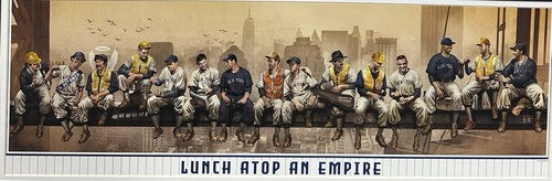 Yankees Lunch Atop Empire 24x8 Framed Litho Photo Jeter Mickey Mantle Babe Ruth