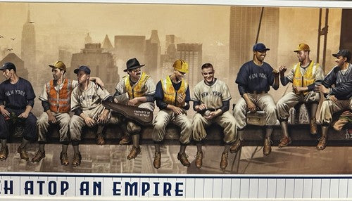 Yankees Lunch Atop Empire 24x8 Framed Litho Photo Jeter Mickey Mantle Babe Ruth