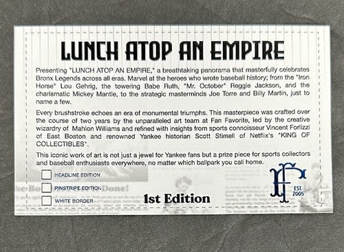 Yankees Lunch Atop Empire 24x8 Framed Litho Photo Jeter Mickey Mantle Babe Ruth