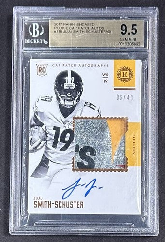 JuJu Smith-Schuster 2017 Panini Encased Auto Cap Patch Rpa /49 BGS 9.5 Steelers