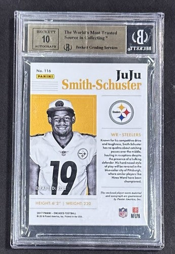 JuJu Smith-Schuster 2017 Panini Encased Auto Cap Patch Rpa /49 BGS 9.5 Steelers