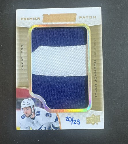 2020-21 UD Premier Mega Patch Chest Logos Tyler Johnson 20/23 Tampa Stanley Cup