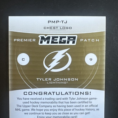 2020-21 UD Premier Mega Patch Chest Logos Tyler Johnson 20/23 Tampa Stanley Cup