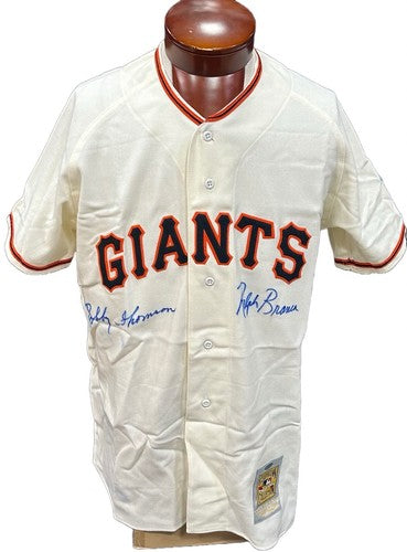 Bobby Thomson Ralph Branca Signed Mitchell & Ness 1951 WS Jersey Auto Steiner