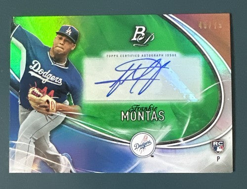1-2016 Bowman Platinum Green Auto Frankie Montas Dodgers Reds /75 #PA-FM Mint