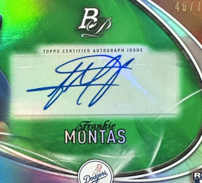 1-2016 Bowman Platinum Green Auto Frankie Montas Dodgers Reds /75 #PA-FM Mint