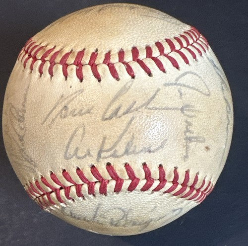 1971 Detroit Tigers Team Signed A.L Baseball Al Kaline Norm Cash 26 Auto Jsa Coa
