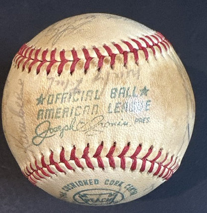 1971 Detroit Tigers Team Signed A.L Baseball Al Kaline Norm Cash 26 Auto Jsa Coa