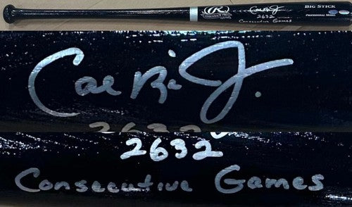 Cal Ripken Jr Signed Rawlings Pro Model Bat 2632 Games Auto Orioles Steiner COA