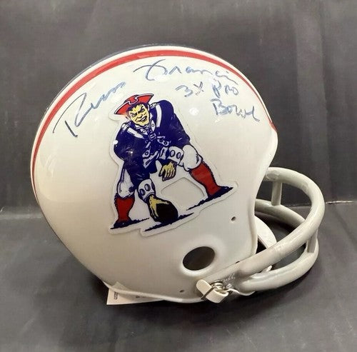 Russ Francis Signed Vintage Throwback Boston Patriots Mini Helmet Auto  COA