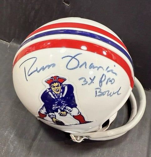 Russ Francis Signed Vintage Throwback Boston Patriots Mini Helmet Auto  COA