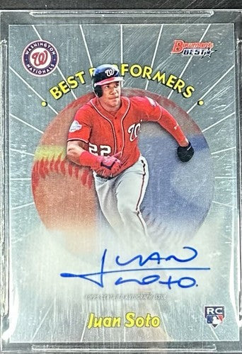 2018 Bowman’s Best Juan Soto Rookie Auto /100 BGS 9.5/10 Best Performers Mets RC