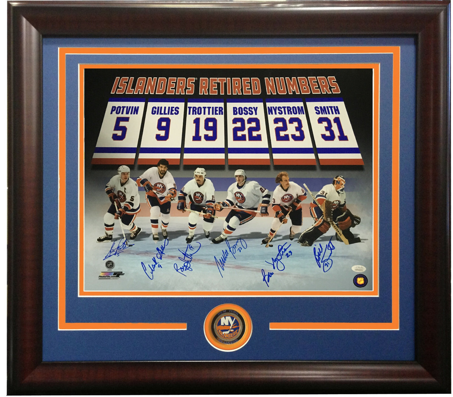 NY Islanders Retired #s signed 16x20 photo Framed 6 Auto Mike Bossy Gillies JSA