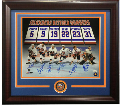 NY Islanders Retired #s signed 16x20 photo Framed 6 Auto Mike Bossy Gillies JSA